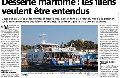 Desserte maritime dans la presse