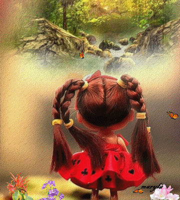Enfant - Fille - Forêt - Gif animé - Gratuit