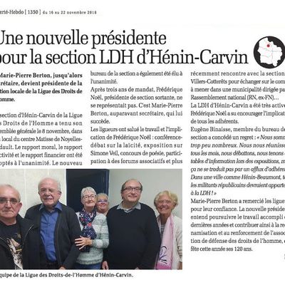 Une nouvelle présidente pour la section LDH d'Hénin-Carvin