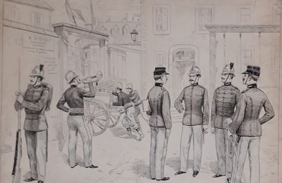 dessin original encre de chine publicité matériel et fournitures pompiers A. Giroult 