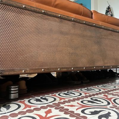 CAISSON CACHE RADIATEUR ENJOLIVEUR TÔLE AJOURÉE RIVETÉ ROUILLE 2024