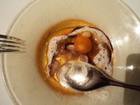 Glace Viennetta aux asperges et truffe - Cèpe (Boletus edulis) - Salade d'anémone de mer (+ de détails : voir le menu)