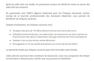 Cheque vacances ircem