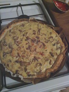 Tarte aux oignons et champignons