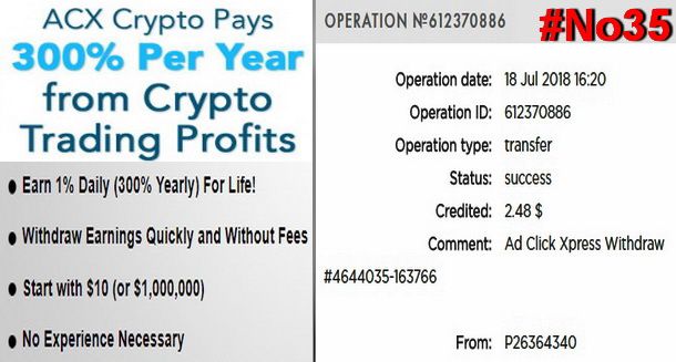 My No35 Withdrawal proof from AdClickXpressCrypto