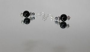 Boucles d'oreilles pendentifs noir et argent