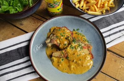 Côtes de porc sauce crèmeuse au piccalilli - Balade belge - Les serres royales à Bruxelles