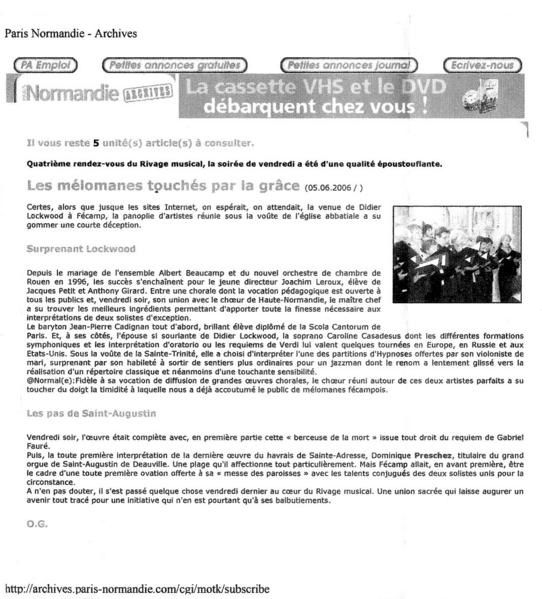 Articles parus dans la presse depuis 2006