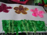 tableau sur le printemps on a fait de la peinture alimentaire 