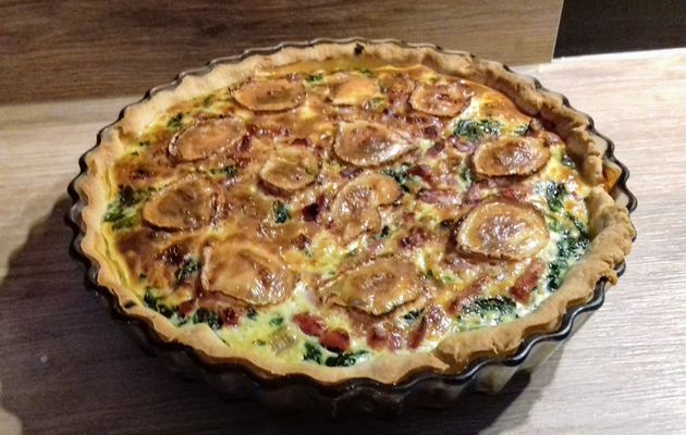 Quiche épinards, lardons et courgettes