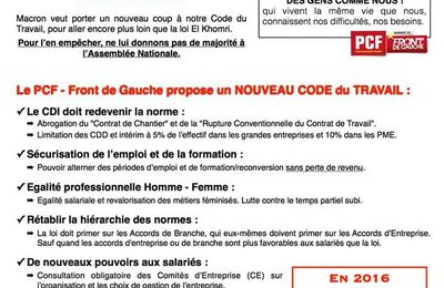 Elections législatives : 2ème tract de campagne des candidats PCF - Front de Gauche 6ème VAR