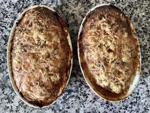 Gratins de pomme de terre au chèvre et au bacon