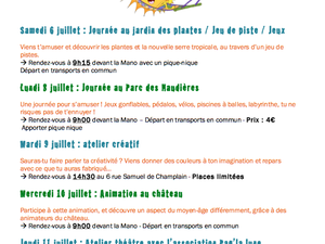 Programme vacances été 