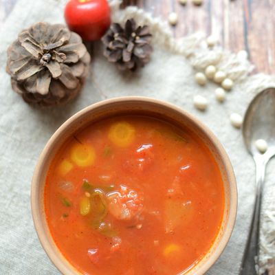 Soupe haricots blancs, tomates, carottes et vert de poireau #zerodéchet