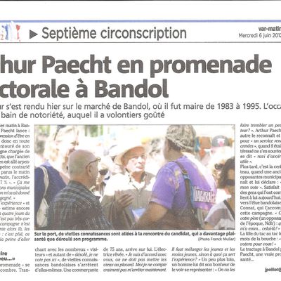 Revue de Presse : Arthur Paecht en promenade électorale à Bandol