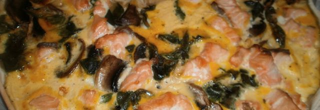 Quiche saumon épinards et champignons