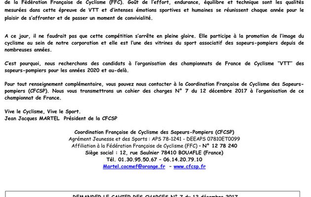 FLASH INFO N°1 CANDIDATURE VTT 2020