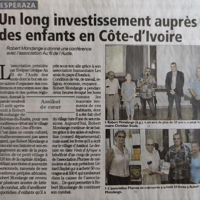 Robert Mondange à donné une conférence avec l'association Au Fil De L'Aude Des Mots...