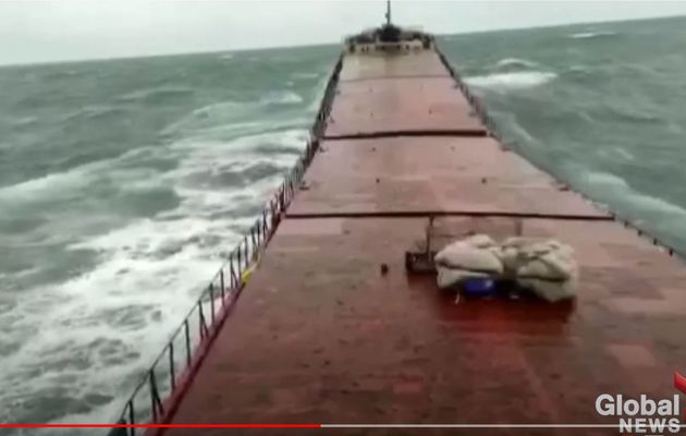 Video - A bulk carrier breaks in two in the middle of a storm