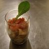 Carpaccio de Saumon et tartare de lieu cervelle de canut en verrine