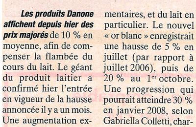 Hausse des prix Danone - 20 Minutes