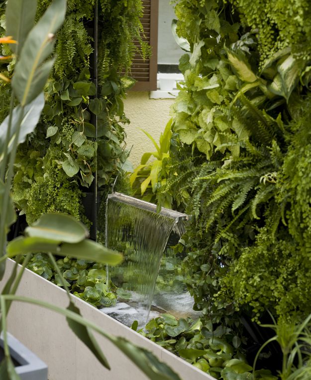 Le végétal dans la ville, dans la maison, dans un bureau, un hall d'exposition, sur les murs, sur les toitures
Réalisation avec les modules VERTISS plus, VERTISS compact, COVERTISS de NOVINTISS