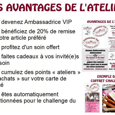 Les avantages de nos ateliers ...