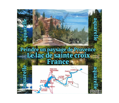 Dessin et peinture - vidéo 3538 : Peindre un paysage de Provence (France) : le lac de sainte croix - aquarelle.