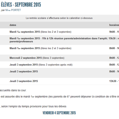 Rentrée du collège Arc de Meyran - septembre 2015