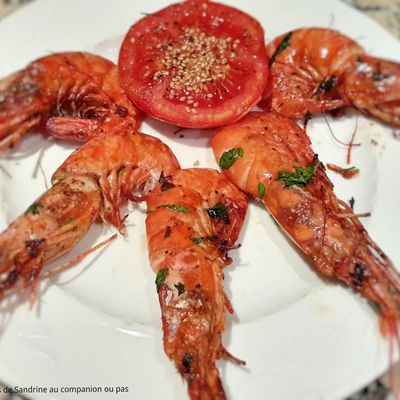 Gambas de rosas marinées au citron, huile d'olive et persillade grillées au barbecue ou à la plancha recette facile