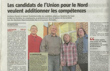 Présentation de nos candidats dans le canton de Sin-le-Noble.