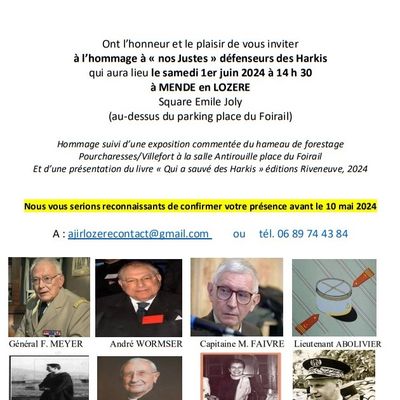 Hommage à ' Nos justes ' Défenseurs des Harkis à Mende (48)