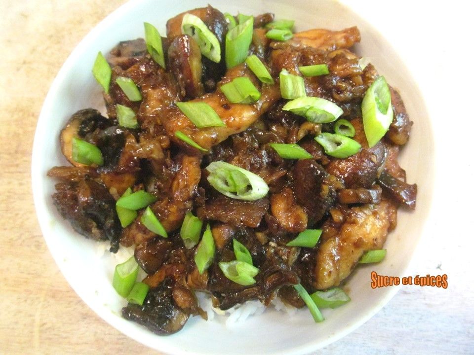 Stir fry de poulet aux champignons et gingembre