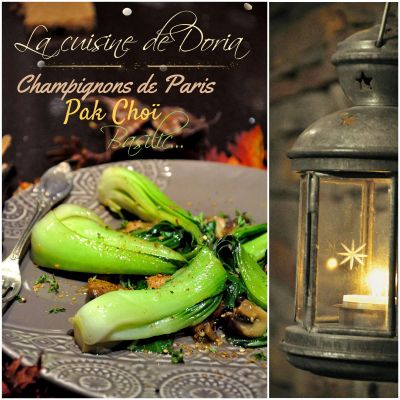 Pak Choï aux champignons de Paris et basilic 