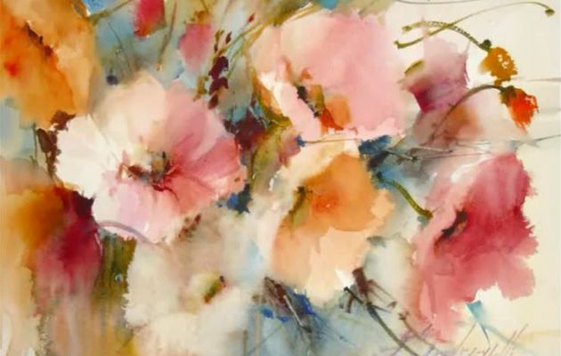 Dessin et peinture - vidéo 1127 : Polliniser les fleurs par un bouquet peint à l'aquarelle.