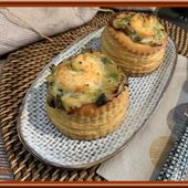 Vol au vent aux crevettes, poireaux et champignons