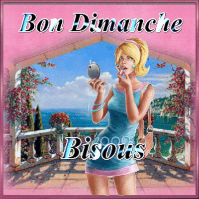 Bon Dimanche - Femme - Blonde - Sexy - Bisous - Gif scintillant - Gratuit