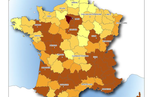 Carte de France de l'espérance de vie