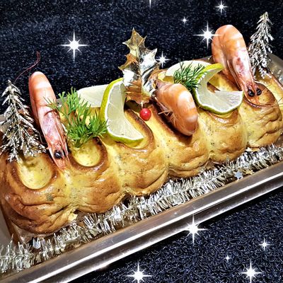 spécial fêtes de fin d'année N°2 :  bûche salée crabe, saumon fumé, gambas
