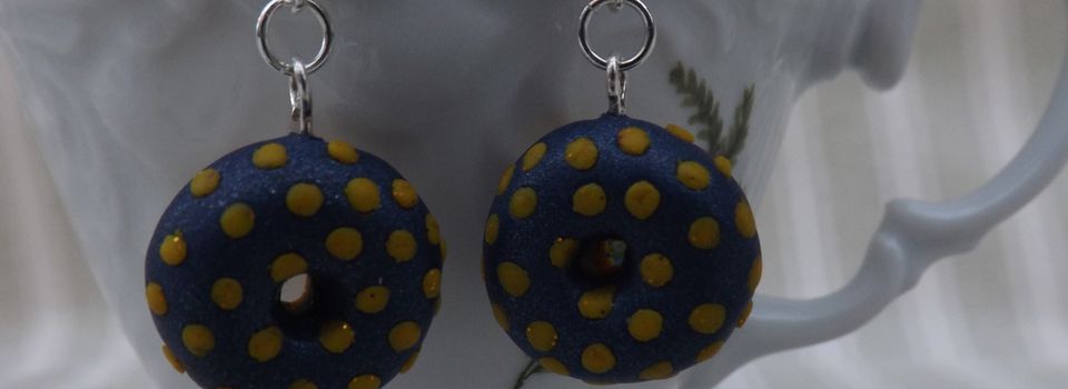  Boucle d'oreilles donut's bleu nuit et tournesol pailleté