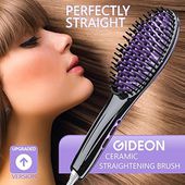 Gideon Heated Hair Brush Straightener - Amazing and Innovative Hair Straightener / Achieve Salon Quality Straight Hair in Minutes [UPGRADED VERSION]