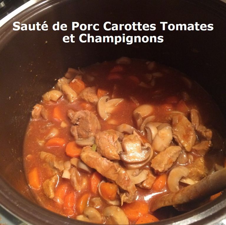 Sauté de Porc Carottes Tomates et Champignons