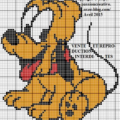 Grille gratuite point de croix : Pluto - Disney