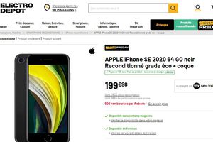 Moins de 200 euros : APPLE iPhone SE 2020 64 GO noir Reconditionné grade éco + coque