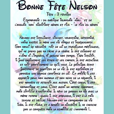 Carte Bonne Fête Nelson - 3 février