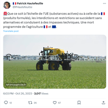 Règlement européen SUR – Usage Durable des Pesticides : Encore un double discours du Gouvernement français !