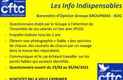 Les Info Indispensables CFTC - BAROMETRE OPINION GROUPE GROUPAMA