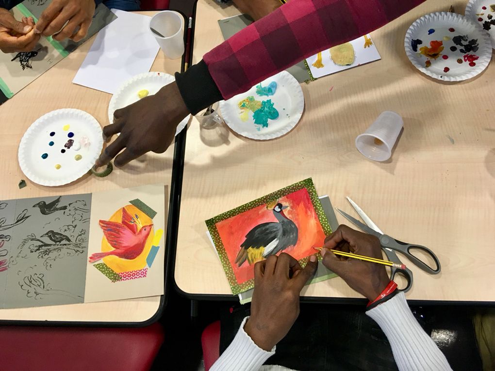 Ensuite nous avons travaillé la couleur, testé la peinture acrylique.