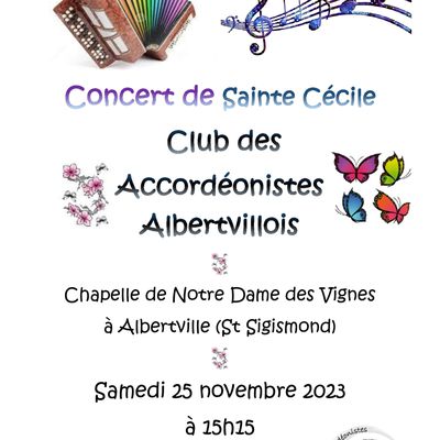Concert de Sainte Cécile - Samedi 25 novembre 15h15