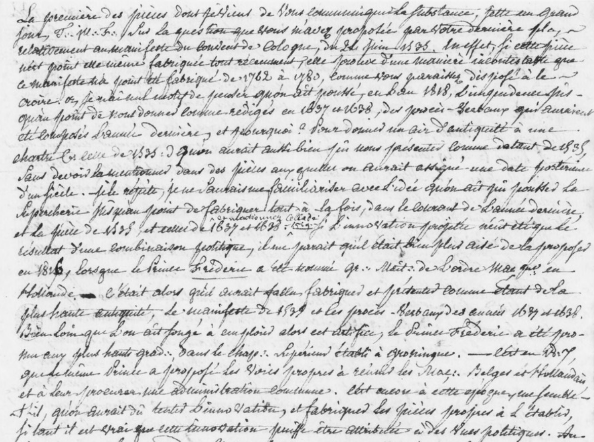 Extrait du courrier de Marchot-père à Joly, Nivelles le 2 novembre 1819, BnF.